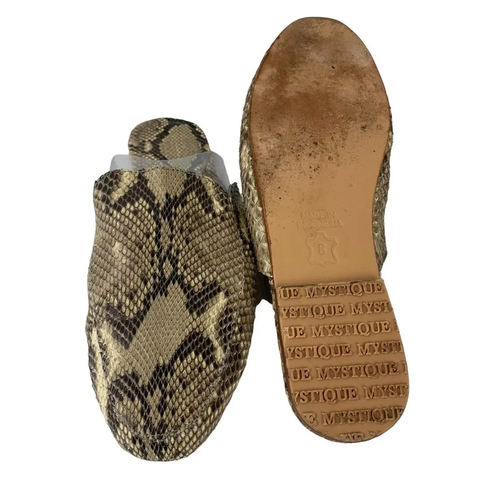 MYSTIQUE Boutique‎ Geniune Lizard Skin Leather Mule Slides